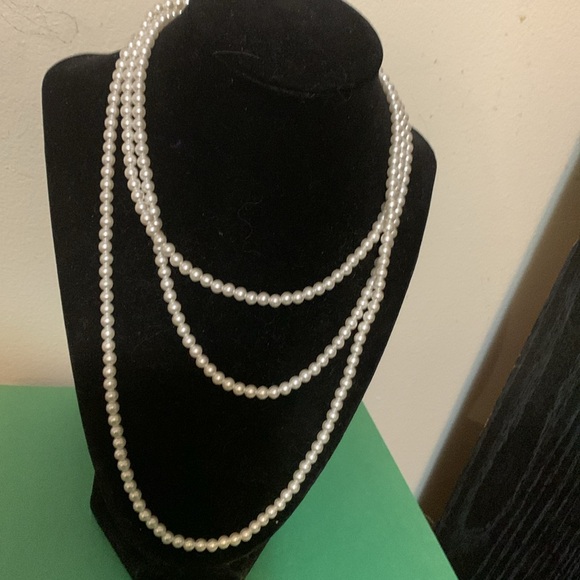 Faux pearls necklace 52” - Picture 2 of 6